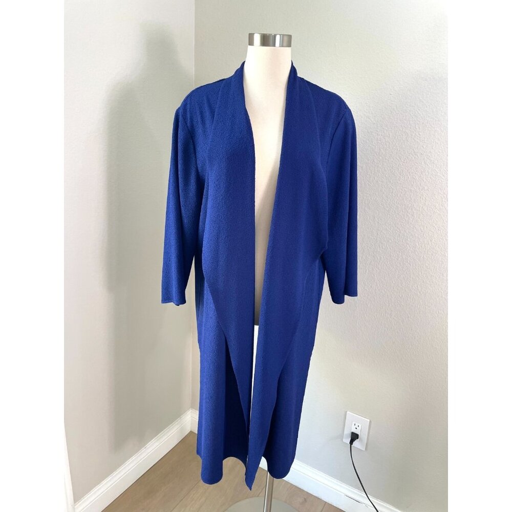 Chicos 3 Womens XL Blue Crinkle Open Cardigan‎ Long Sleeve Lightweight